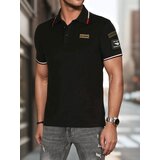 DStreet Koszulka męska polo z naszywkami czarna | shoptok.hr