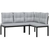  Set vrtnih klupa s jastucima 3 kom crni čelik obložen prahom | Eponuda.ba