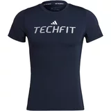 Adidas Tehnička sportska majica 'Techfit Graphic' tamno plava / siva / bijela