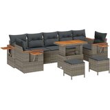  10 komada vrtni sofa set s jastučićima sivi poli ratan akacija 3 komada vrtni blagovaonski set s jastučićima sivi poli ratan ak Cijene
