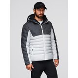 Ombre Men's long quilted jacket with large pockets - beige | shoptok.hr