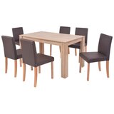 The Living Store Jedilna miza in stoli 7 delni komplet umetno usnje hrast rjav - Komplet Pohištva Za Jedilnico, (21494610) | Shoptok.si