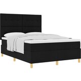 vidaXL Postelja s škatlastim dnom z vzmetnico Črna 160x200 cm Tkanina, (22083138) Cene