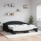  Dnevni krevet na razvlačenje crni 90 x 190 cm od tkanine Cijene