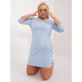 Fashion Hunters Light blue cotton dress of larger size