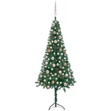  Kutno umjetno božićno drvce LED s kuglicama zeleno 120 cm PVC