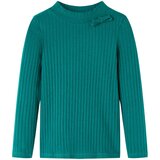 vidaXL Otroška majica z dolgimi rokavi rebrasta pletenina temno zelena 140 | Shoptok.si