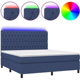  Krevet box spring s madracem LED plavi 180x200 cm od tkanine | shoptok.hr