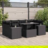 vidaXL 7-dijelni set vrtnih sofa od poliratana s jastucima crni | shoptok.hr