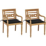 The Living Store Batavia stoli 2 kosa s črnimi blazinami trdna tikovina - Vrtni Stol, (21478335) | Shoptok.si