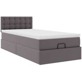 vidaXL Otomanski posteljni okvir z vzmetnico siv 90x200 cm um. usnje | Shoptok.si