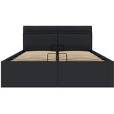  Hidraulični okvir za krevet od umjetne kože LED crni 140x200 cm | shoptok.hr