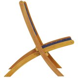 vidaXL Zložljiv vrtni stol 2 kosa moder trden akacijev les in tkanina | Shoptok.si