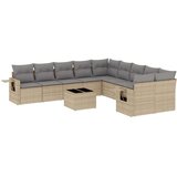 vidaXL 11-dijelni set vrtnih sofa od poliratana s jastucima bež | shoptok.hr