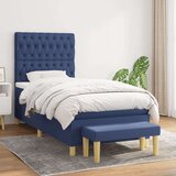  Box spring postelja z vzmetnico moder 90x200 cm blago, (20892853) Cene