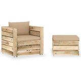  2-dijelna vrtna garnitura s jastucima zeleno impregnirano drvo | shoptok.hr