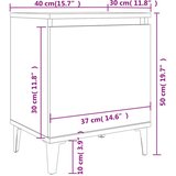  Noćni ormarić s metalnim nogama dimljeni hrast 40 x 30 x 50 cm | shoptok.hr