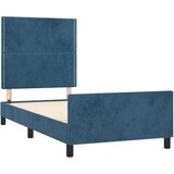  Posteljni okvir z vzglavjem temno moder 90x190 cm žamet | Shoptok.si