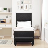 Box Spring Krevet s Madracem i Klupom Crni 80x200 cm Baršun | shoptok.hr