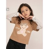 Sinsay Pamučna majica s čipkastim rukavima i motivom medvjedića | shoptok.hr