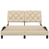  Posteljni okvir z LED brez vzmetnice krem 140x200 cm tkanina, (21791390) | Shoptok.si