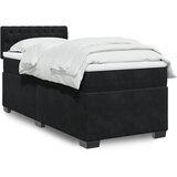 The Living Store Box spring postelja z vzmetnico črna 100x200 cm žamet - Box Spring Postelja, (21490913) Cene