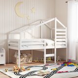 The Living Store Visoka postelja s streho bela 90x200 cm trdna borovina - Visoka Postelja, (21607907) | Shoptok.si