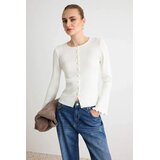TRENDYOLMILLA Trendyol ženski duks Ecru Sleeve Detailed Body-Hugging Crew Neck Knitwear Cardigan, ecru | Eponuda.com