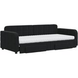  Dnevni krevet na razvlačenje s ladicama crni 90 x 200 cm baršun | shoptok.hr