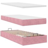 vidaXL Otomanski posteljni okvir z vzmetnicami roza 100x200cm žamet | Shoptok.si