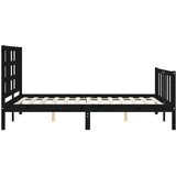  Kreveta s uzglavljem crni 140 x 190 cm od masivnog drva | shoptok.hr