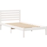 vidaXL Konstrukcija postelje Bela 75 x 190 cm Masivno borovo les | Shoptok.si