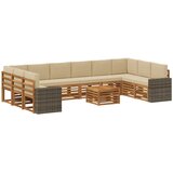 vidaXL Zunanja garnitura za sedenje 11 pcs Naravna in bež Poliester, (5000269246) | Shoptok.si