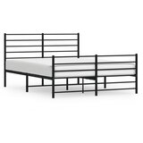 Maison Chic Kovinski Posteljni okvir - Dvoposteljna postelja - Zakonska postelja z vzglavjem in vznožjem črn 135x190 cm, (21697303) | Shoptok.si