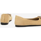 Resti Light brown women's eco-suede ballerinas with Linselisa decoration - Footwear | Shoptok.si