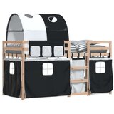  Krevet na kat sa zavjesama bijelo-crni 80 x 200 cm od borovine | shoptok.hr