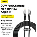 Baseus kabel Type C za Apple Lightning 8-pin Power Delivery 20W Glimmer Series CADH000101 2m crna | shoptok.hr