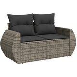Maison Chic Vrtni kavč - Zunanji kavč z blazinami 2-sedežni siv poli ratan, (22043569) Cene