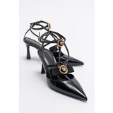LuviShoes GRADO Black Patent Leather Women's Heeled Shoes Cene