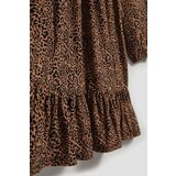 Marisse Patterned, Knee-Length, Ruffled Dress In Dark Beige | shoptok.hr