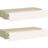 vidaXL zidne police s ladicama 2 kom hrast i bijele 60x23,5x10 cm MDF | shoptok.hr
