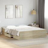 Maison Chic Posteljni okvir - Dvoposteljna postelja - Zakonska postelja s predali sonoma hrast 140x200cm inženirski les, (21694299) | Shoptok.si