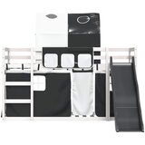 Krevet na kat s toboganom i zavjesama bijelo-crni 90 x 200 cm | Eponuda.com
