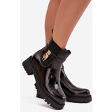 Boto Patent leather ankle boots with lining with gold detail black Talyra | shoptok.hr