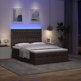  Otomanska postelja z vzmetnico & LEDs rjav 140x190 cm blago, (22011799) Cene