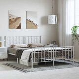  Metalni okvir kreveta uzglavlje i podnožje bijeli 193 x 203 cm | shoptok.hr
