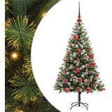 vidaXL Umjetna jelka s pantenom i pahuljicama Zelena i bijela 120 cm | shoptok.hr