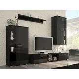 ADRK Furniture tv regal leon s led svjetlom - crna visoki sjaj ili mat bijelai