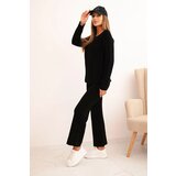 Kesi Włoski Women's sweater set with wide legs and long sleeves black | shoptok.hr