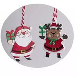 Dekoracija z jelenom in Božičkom - 4 x 6 cm | Shoptok.si